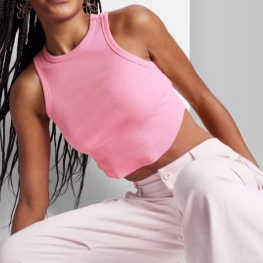 Pink cropped tank top